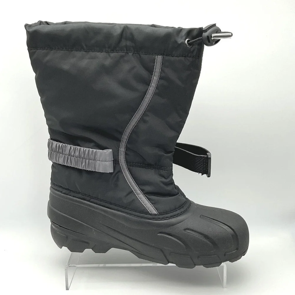 Sorel Youth Flurry Black City Grey Insulated Winter Snow Boots NY5192-016 Size 6